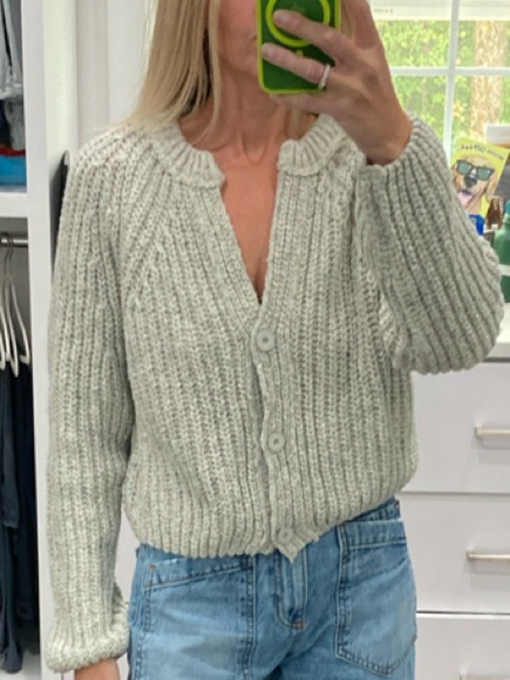 South Moon Under Light Gray Women’s Chunky Knit Cardigan S